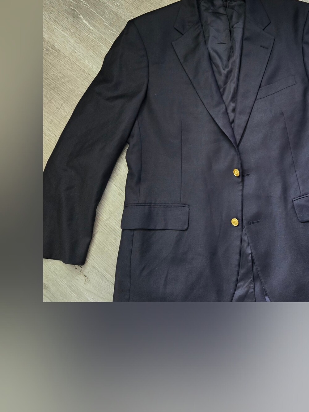 Classic Black Double-Breasted Blazer with Gold Buttons